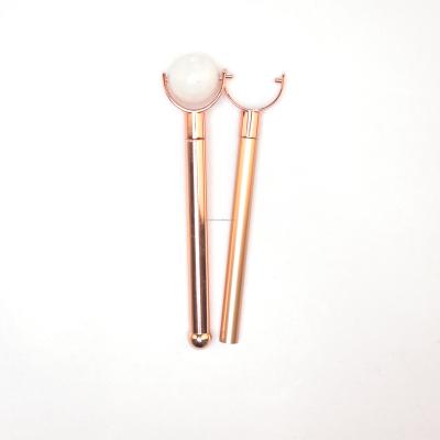 China Rose Quartz Guasha Face Roller Massager Scraping Tool Natural Healing Stone Wholesale Anti Aging For Beauty Jade Roller for sale