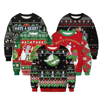China 2022 Anti-Wrinkle Christmas Holiday Sweater Jumper Women Acrylic Animal Reindeer Custom Unisex Knitted Ugly Couples Family Christmas Sweater for sale