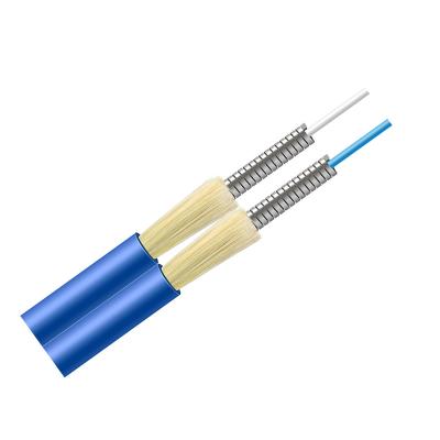 China Modo LSZH del cable de fribra óptica acorazado del duplex G657A2 9/125 de la cremallera Um solo completamente en venta