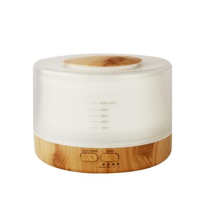 China 500ml Capacity Large Capacity Essential Oil Aroma Diffuser PP+ABS Commercial Wooden Grain Aroma Diffuser Humidifier for sale