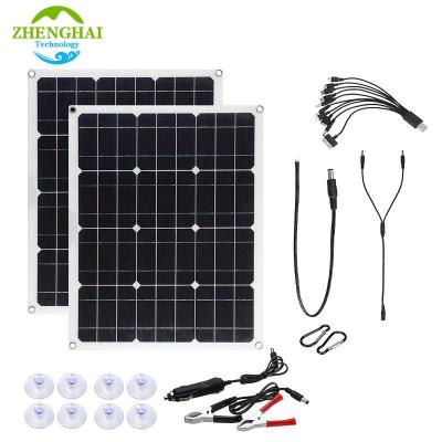 China Solar Power System Monocrystalline Silicon 80W Mono Silicon Solar Panel Charger Photovoltaic Solar System flexible Tiktok RV Car power supply with 60A Controller for sale
