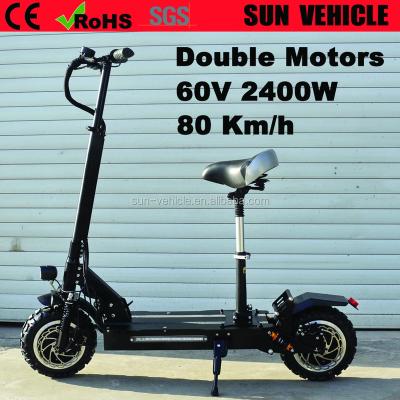 China Unisex CE Approved Dual Motors 2400W 60V Scooter Adult Foldable Electric Scooter With Lithium Battery for sale