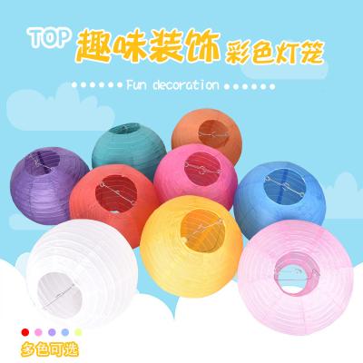 China Holiday Decorations New Year Party Decorations Colorful Folded Round Ball Party Hanging Paper Lights Paper Lanterns Party Decorations for sale