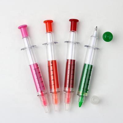 China office & Promotional School Markers Syringe Pen With Combo Highlighter For Medical Promotion for sale