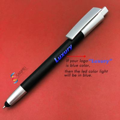 China Promotional Led Pen light up ballpen promotional kugelschreiber pen logo customized pen for sale