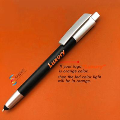 China Promotional Led Pen light up ballpen promotional kugelschreiber pen logo to customize pen for sale