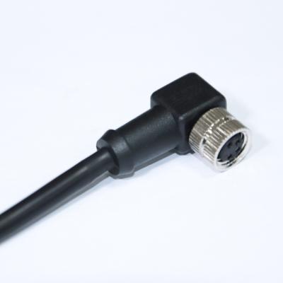 China Factory Direct Sales Field Assembly Overmolding M8 4 Pole Industrial Female Elbow Circular Metal Connector Cable 4 Male Connector for sale