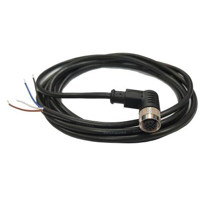China Factory Direct Sale Field Assembly Copper Paror Plated Connectors Angled Metal Circular M12 Female 4 Pin Plug Electrical Sensor Cable for sale