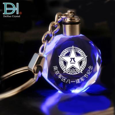 China Wedding gifts Custom Engraving Personalized LED Crystal Keyring for sale