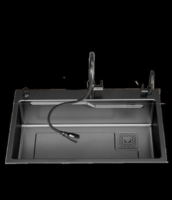 China With Faucet Handmade Undermount Black Nano 304 Stainless Steel Kitchen Sink Cup Washer bowl sink for sale