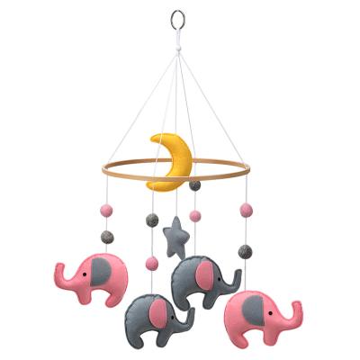China Handmade Felt Crib Mobile Baby Crib Arm Crib Soft Wood Mobile Crib Bell Toys Home Decor Elephant Plush for sale