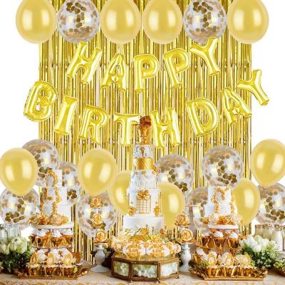 China Indoor Gold Rain Decoration Amazon Birthday Sequin Balloon Birthday Decoration Letter Silk Balloon Set for sale