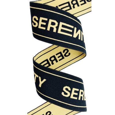China 38MM Elastic Custom Woven Strap Jacquard Elastic Polyester Cotton Strap Bra Elastic Band for sale