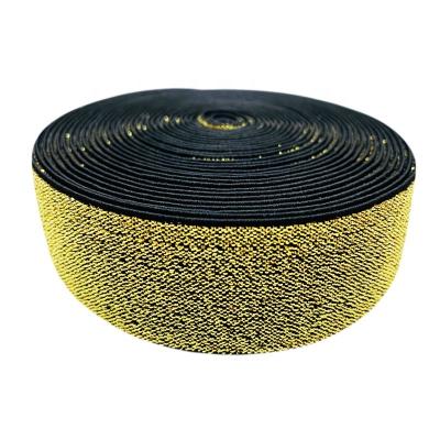China Viable Wholesale Custom Fashion Colored Woven Gold Metallic Woven Metallic Glittering Elastic Band/Ribbon For Clothes Decoration for sale