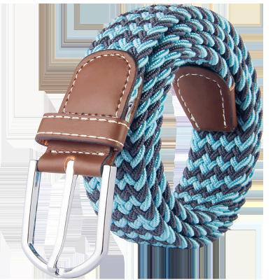 China Fashional 1.5 Inch Buckle Custom Cotton Elastic Woven Garment Rope Braided Belt For Men for sale
