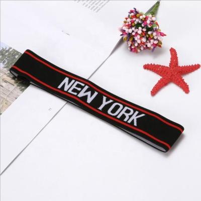 China Cool Printed Fabric Sporty Hair Band Sports Elastic Band Jacquard Custom Design Headbands for sale