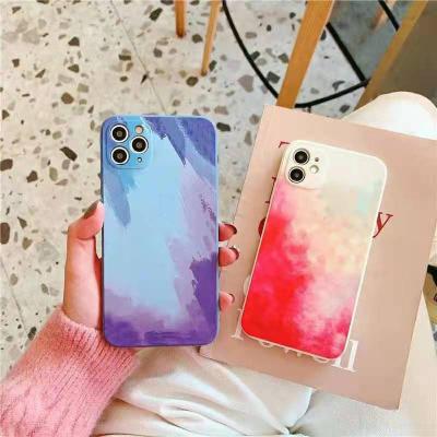 China Factory Wholesale Soft Colorful Shockproof Cell Phone Case Sublimation Watercolor Silicone TPU Back Cover For iPhone 12 Pro Max for sale
