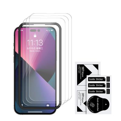 China Mobile Phone Full Coverage Screen Protector 9H Clear Tempered Glass Glass Film For iPhone 14 14max 14pro 14promax With Install View for sale