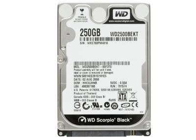 China 250 GB SATA Server Hard Disk Drive 3 Gb/s WD2500BEKT 2.5 Inch 7200 RPM 16 MB WD Black for sale