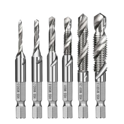 China 4341 Thread 1PC M3 M4 M5 M6 M8 M10 Screw Tap Drill Bit Hss High Speed Steel Taps Countersink For Deburring 1/4 Metric High Speed Steel IN Quick Change Hex for sale