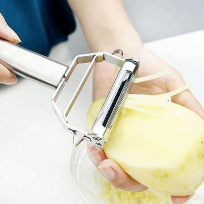 China Sustainable Multifunction Manual kitchen Gadget Sharp Stainless Steel Potato Vegetable Peeler 2 In 1 for sale