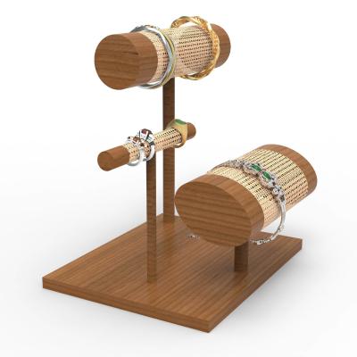 Chine Bijoux de luxe adaptés aux besoins du client, bracelet, anneau, présentoir tissé en bois de partie supérieure du comptoir à vendre