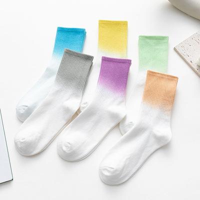 China CT Fashion Street Cotton Tie Dye Ink Sporty Wholesale Socks Custom Design Sock Crew Socks For Man And Women for sale