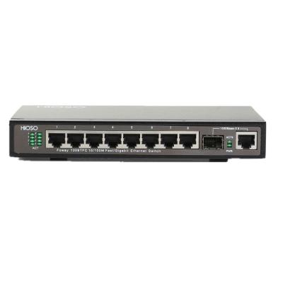 China FTTX Fiber Switch 8 10/100M TP Port +2 100/1000M Combo Port Gigabit Ethernet Switch for sale