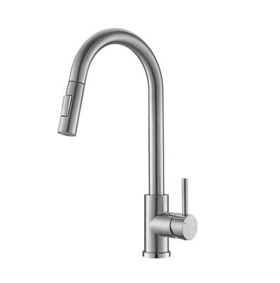 China Pull Out APS209-BN 2-Function Spray Kitchen Faucet Single Handle 360 Degree Brushed Nickel Pull Down Kitchen Faucet for sale