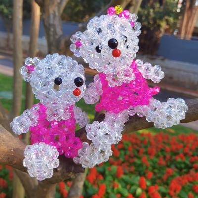 China Durable Pink Bear Beaded Birthday Gift For Friends Handcrafted Creative Decor Gift for sale