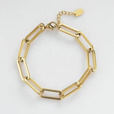 China Trendy Simple Steel Cuban Link Chunky Bangle Bracelet For Women for sale