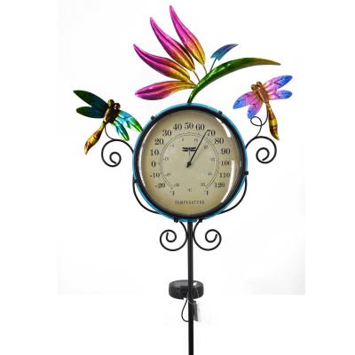 China Modern Solar Garden Decor Insect Metal Lights Solar Stakes Garden Lights with Thermometer for Garden for sale