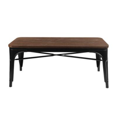 China Seat (Height) Adjustable Design Collective Antique Wood Metal Frame Gunmetal Dining Kitchen Industrial Double Bench for sale