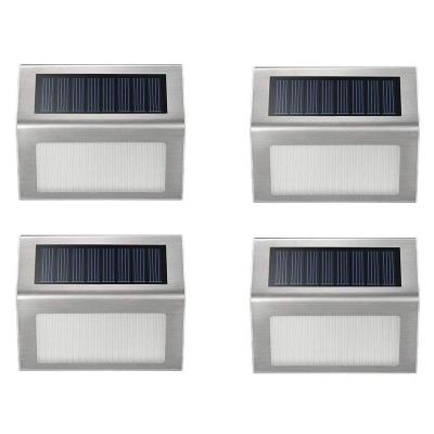 China Outdoor Waterproof Garden Light IP44 Stainless Steel Stair Step Lights Aisle Decorative Cheap Solar Wall Lamp for sale