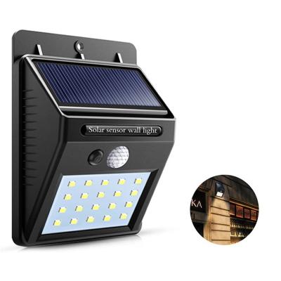 China Outdoor Garden Amazon Hot Sales 20 Modes 3 Led Solar Powered Motion Sensor Pathway Garden Wall Mounted Lights Waterproof for sale