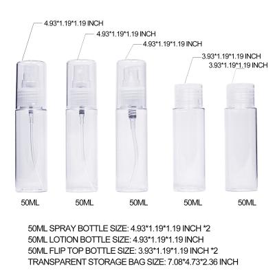 China Personal Skincare Packaging 50ml Empty Plastic Travel Bottles Containers, BPA Free PET Cosmetic Bottle, Set Container For Cosmetics And Toiletries for sale