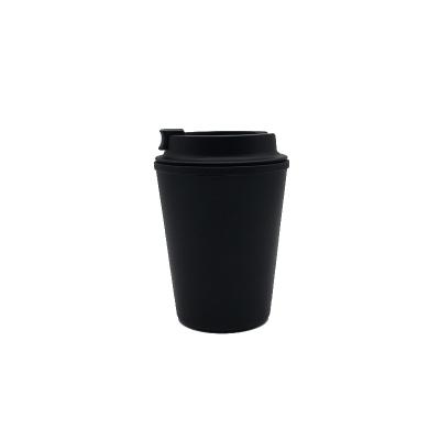 China Durable 12oz Coffee Mugs With Lids Travel Matte Black Coffee Cups Reusable Plastic Double Wall Coffee Cups Tumbler for sale