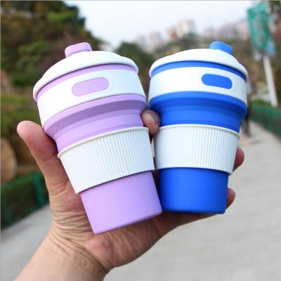 China OEM Travel Coffee Mug Portable Eco-Friendly Collapsible Cup Silicone Collapsible Cup With Lid for sale