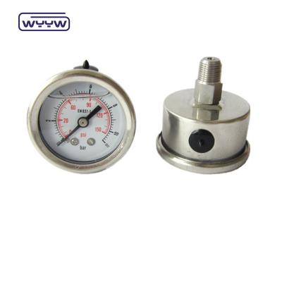 China Stainless Steel Bourton Tube Liquid Filled Pressure Gauge Heavy Duty 63mm 100mm 150mm for sale