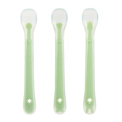 China BPA Free Eversoul Hot Sale Bpa Free Silicon Baby Soft Silicone Spoon Children Animal Shape Baby Food Feeding Silicone Spoon for sale