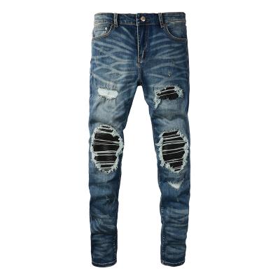 China Sustainable Streetstyle New Autumn And Winter High End Fashion Men's Top Jeans Slim Fit Ripped Pencil Pants Mens Jeans for sale