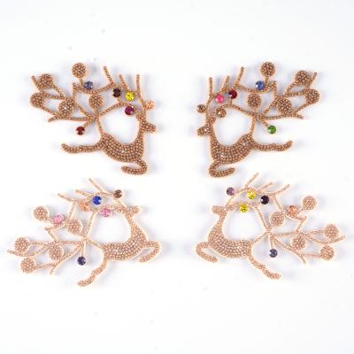 China 3D NEW Iron on Rhinestone Sika Deer Patch animals 3D Crystal Patch for Clothing for sale