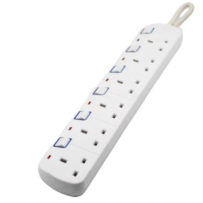 China Nice Residential / General Purpose Design UK 6 Switch 3 Pin Plug 15A 6 Way Safety Extension Socket for sale