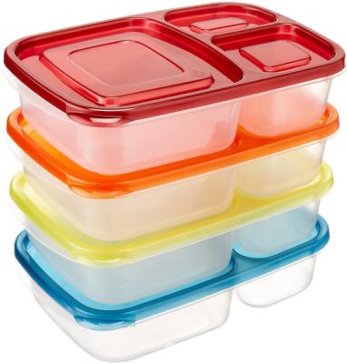 China Microwavable Disposable Plastic Bento Lunch Box Food Storage Lunch Boxes 3 Compartments Steamable Catering for sale