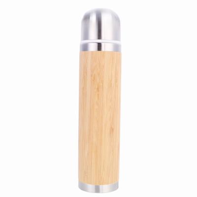 China PORTABLE Factory Supply 500ML Shell 304 Stainless Steel Bullet Thermos Portable Bamboo Mug for sale