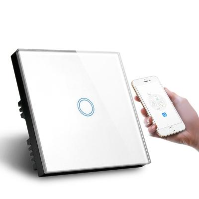 China Smart Home Appliances TUYA Smart Home TUYA Amazon Alexa Lamp Switch and Google Home Touch Switch 1Gang Crystal Wifi Switch Socket Smart wifi for sale