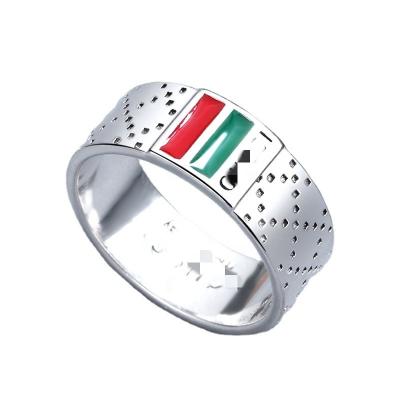 China Red and green ring of the other double GG retro classic Thai silver enamel couple ring, a large number of orders and discounts for sale