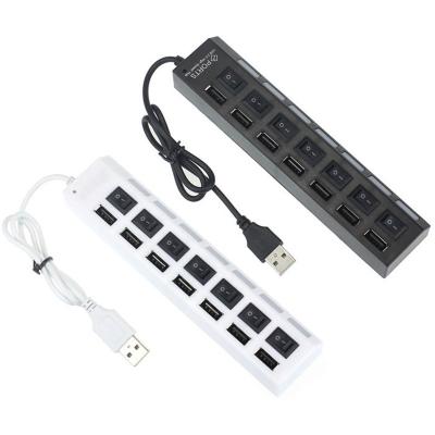China Portable 7 Port Desktop Multi Left High Speed On/Off Switch Adapter Hub 2.0 Laptop PC USB USB Splitter For Computer Laptop for sale