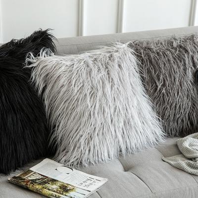 China Fuax Sustainable Fur High End Luxury Home Monad Plaids Pillow Covers Manufacturer for sale