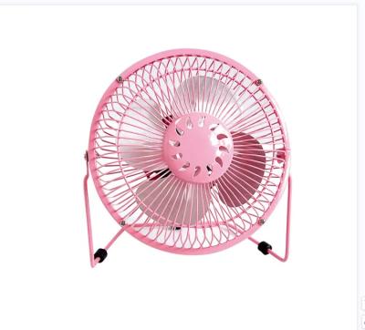 China Metal USB Mini Small Fan 4 Inch Iron Art Fan Desktop Dormitory Computer Quiet Desk Fan for sale